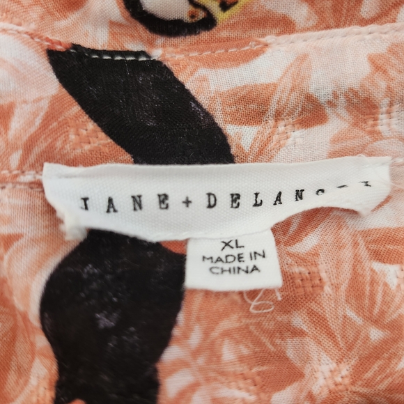 Jane and Delancey Orange and Black tropical toucan Print Long Sleeve Top - Picture 3 of 4